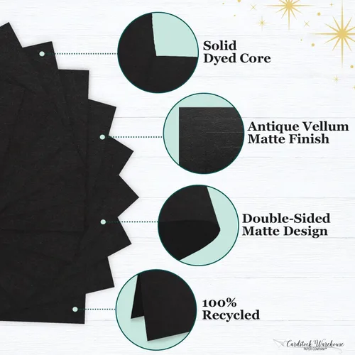 Miniatura 4 de Cardstock Warehouse Papel de Cartulina Pop-Tone Negro Licor de Anis – 50 Hojas, 8.5 x 11" - 65 lb / 175 GSM Cartulina Negra Premium para Corte