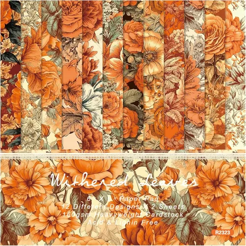 Miniatura 9 de Papel de cartulina floral, bloc de papel para álbum de recortes de 6 x 6 pulgadas, 24 hojas de papel de patrón de flores de una sola cara, papel