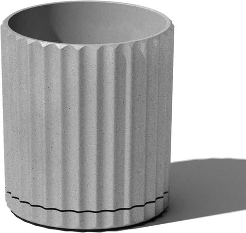 Miniatura 40 de Veradek Serie Mason Demi Plantador - Plantador Grande Redondo para Patio/Balcón Interior o Exterior Hecho de Plástico y Hormigón con Agujeros