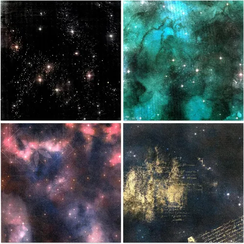 Miniatura 4 de BLEDS Papel de álbum de recortes, bloc de 24 hojas de papel para álbumes de recortes de manualidades de 12x12 pulgadas con patrón de galaxia