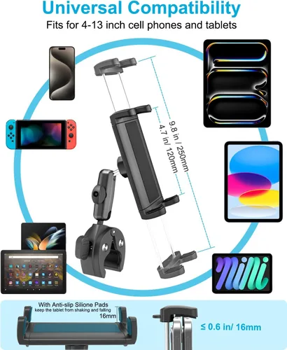 Miniatura 3 de Soporte de yugo para tableta, soporte de abrazadera de yugo para iPad para aviones, brazo de metal ajustable de 360° entrenador de aviación soporte
