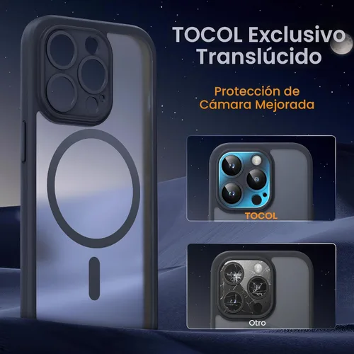 Miniatura 5 de TOCOL Funda magnética para iPhone 15 Pro, protección completa mejorada de la cámara, compatible con Magsafe, protección contra caídas, funda trasera