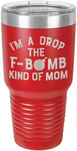Miniatura 17 de I'M A DROP THE F BOMB KIND OF MOM Vaso negro de 30 onzas con popote y tapa superior deslizante Taza de viaje de acero inoxidable Comparar