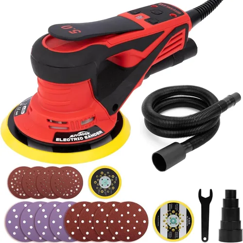 Lijadora orbital aleatoria eléctrica Autolock, motor sin escobillas de 350W con almohadillas de 5 y 6 pulgadas, lijadora de palma de 10000RPM para