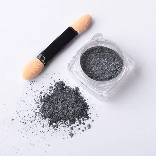 Miniatura 7 de Polvo de uñas cromado, efecto espejo metálico, polvo de uñas, arte de uñas, polvo de espejo negro cromado, brillante, ultra fino, pigmento