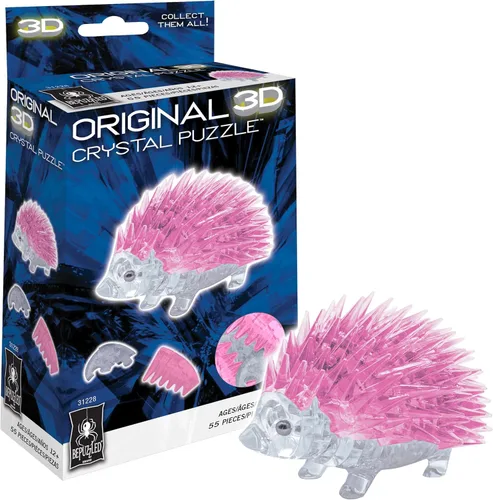 Miniatura 9 de BePuzzled, Hedgehog (marrón) - Rompecabezas original de cristal 3D, rompecabezas de 55 piezas, rompecabezas coleccionable para niños y adultos a