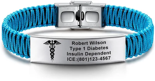 Miniatura 18 de Pulseras de alerta médica para mujeres Pulseras de identificación médica personalizables para hombres, niñas y niños Pulseras médicas trenzadas