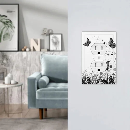 Miniatura 6 de Placa de cubierta de tomacorriente con diseño de mariposa, placas decorativas de pared, 1 gang, cubiertas de enchufes eléctricos, placa frontal Arte