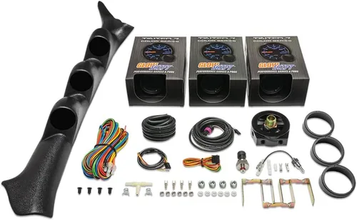 GlowShift Paquete de medidores compatible con Subaru Impreza WRX STI 2002-2007 – Tintado 7 colores 30 PSI Boost/Vacuum, 100 PSI Medidores de presión