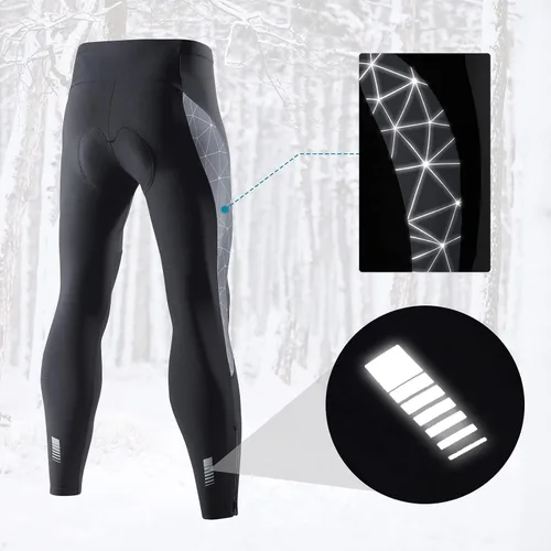 Miniatura 10 de Santic Mallas de ciclismo para hombre, pantalones acolchados, leggings de ciclo, pantalones de bicicleta reflectantes, para invierno, cálido, a