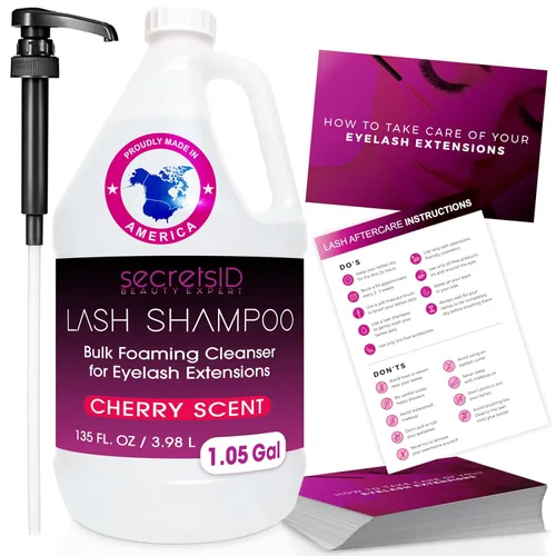 Miniatura 9 de Champú profesional de pestañas para extensiones – 2 litros de recarga ecológica a granel + 50 tarjetas de cuidado posterior – Limpiador de pestañas