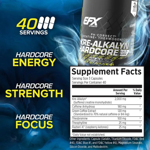Miniatura 3 de EFX Sports Kre-Alkalyn Hardcore 120 Cápsulas