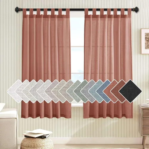 Miniatura 40 de H.VERSAILTEX Cortinas aireadas mezcladas de lino natural con pestaña superior para sala de estar, decoración del hogar, material suave y rico que