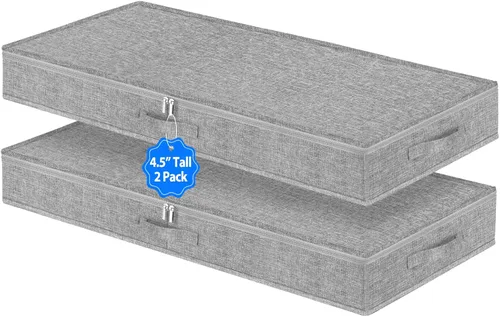 Miniatura 8 de Bolsas de Almacenamiento Debajo de la Cama con Cremallera, Contenedores de Almacenamiento Debajo de la Cama de 7 Pulgadas de Altura con Lados