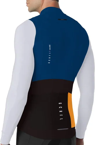 Miniatura 3 de GCRFL Camiseta de ciclismo para hombre, manga larga, camiseta de ciclismo de carretera, bolsillo con cremallera, ligera, ajuste profesional UPF 50+