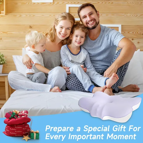 Miniatura 7 de jiaao Almohada cervical para cuello y hombro, almohada cervical ajustable de espuma viscoelástica para aliviar el dolor de dormir, almohadas Morado