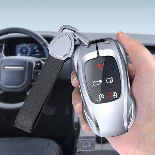 Miniatura 6 de Funda de metal de aleación de zinc para llavero de automóvil, compatible con Land Rover Range Rover Sport Discovery LR4 Smart Key Fob Cover Cover