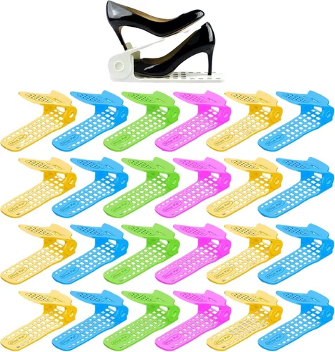 Miniatura 13 de Shoepal - Organizador de ranuras para zapatos, apilador ajustable y ahorro de espacio de almacenamiento, soporte de zapatos de doble cubierta