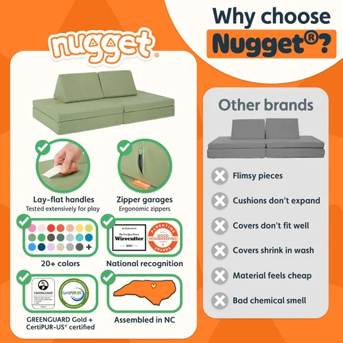 Miniatura 4 de Nugget - El sofá de juego original para niños - Sofá modular de espuma infantil para sala de juegos, imaginación y juego creativo de extremos Bambú