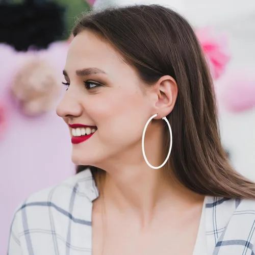 Miniatura 2 de 2Pcs Hoop Earrings for Women 70s 80s 90s Large Retro Neon Earrings 60mm Hoop Earrings Cute Beach Earrings Party Earrings Accessories for Women