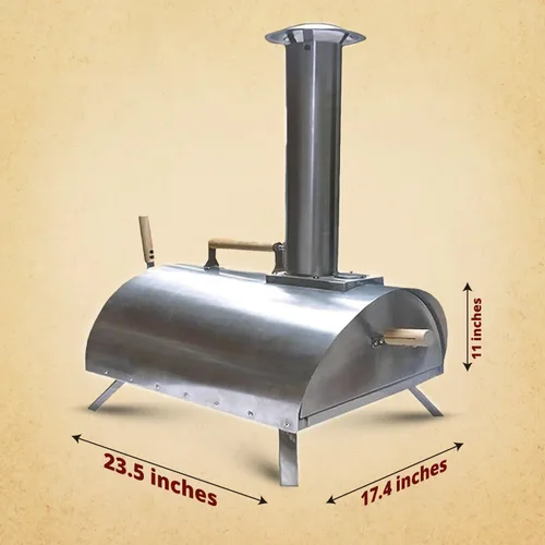 Miniatura 3 de Kit de horno de pizza portátil Pellethead: parrilla al aire libre a leña con pala, ventilador, termómetro y accesorios, acero inoxidable, piedra