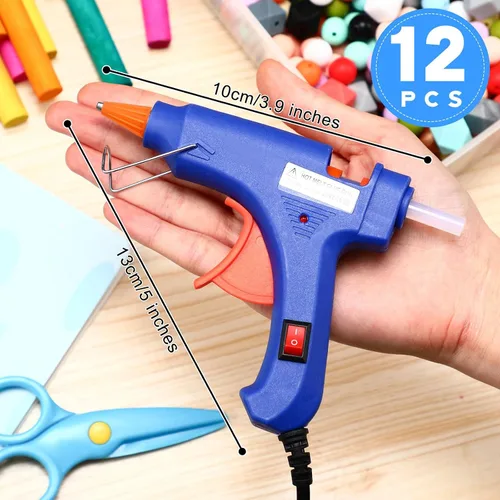 Miniatura 2 de Zhengmy 12 piezas mini pistolas de pegamento para manualidades, pistolas termofusibles, pegamento a baja temperatura con protección contra Azul