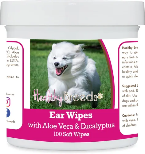 Miniatura 200 de Healthy Breeds Pastor alemán, silla de montar, toallitas de limpieza de oídos con aloe y eucalipto para perros, 100
