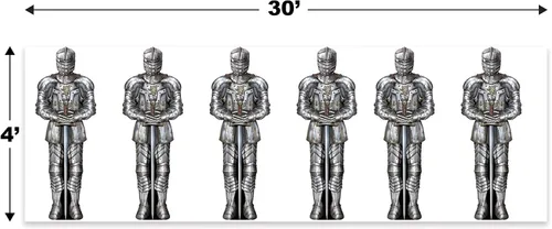 Miniatura 2 de Beistle Telones de fondo de pared de caballeros, 4 x 30 pies, paquete de 2 decoraciones medievales para fiestas, fondo de decoración medieval, fondo