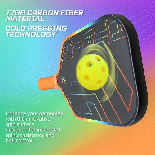 Miniatura 4 de Pickleball Paddles, Carbon Fiber Pickleball Paddle High Grit & Spin with PP Honeycomb Core 16mm Thickness and Thermoformed Elongated Shape, Naranja