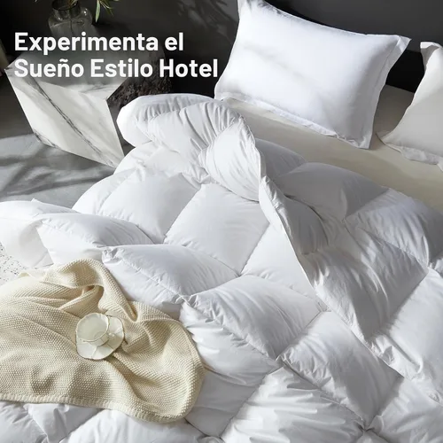 Miniatura 6 de L LOVSOUL Edredón de fibra de plumón de ganso tamaño Queen, 100% algodón orgánico, 1200 TC, 750 + potencia de relleno, colección de hotel, edredones