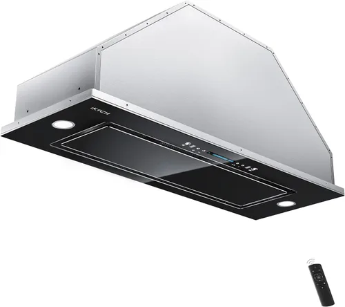 IKTCH Nuevo inserto de campana extractora de 30 pulgadas, campana extractora sin conductos de 900 CFM con ventilador de 4 velocidades, acero Negro