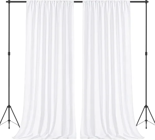 Miniatura 7 de HOMEIDEAS Cortinas de fondo azul real de 10 x 10 pies, fondo de fotos, cortinas de poliéster con bolsillo para barra para decoración de fiestas