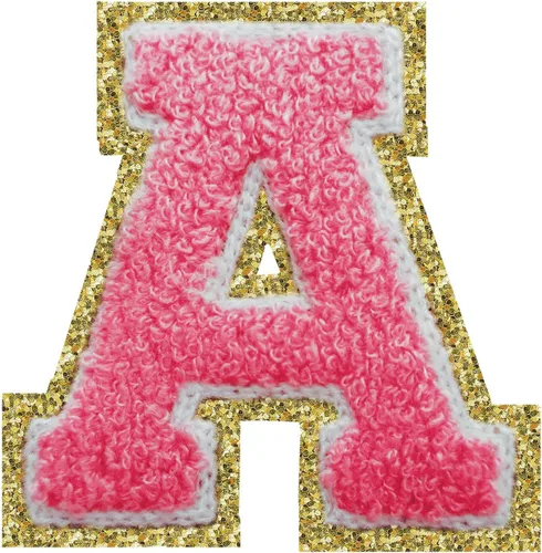 Miniatura 37 de Parches de letras termo-adhesivas de felpilla para chaquetas, parches de letras universitarias con brillantina para planchar en la letra azul A
