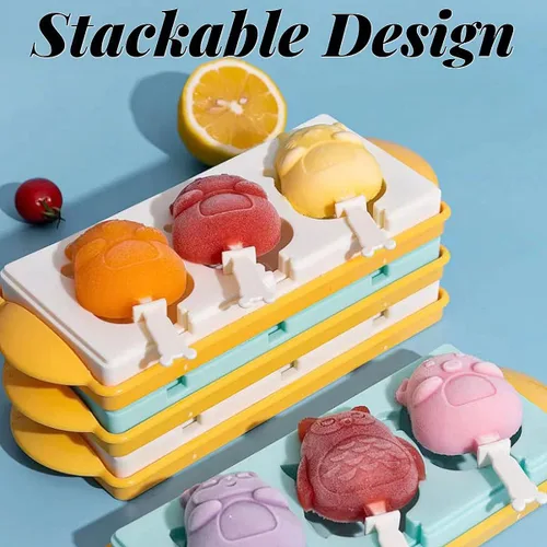 Miniatura 4 de AuraGlor Juego de 3 moldes de silicona para paletas para niños, moldes de silicona para hacer helados, moldes para hacer helados, accesorios