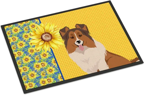 Miniatura 96 de Caroline's Treasures WDK5313MAT Airedale Terrier - Tapete para puerta delantera de 18 x 27 pulgadas, diseño de girasoles de verano, para entrada