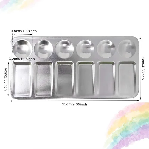 Miniatura 2 de Honbay Paleta de mezcla de pintura metálica rectangular para artista, bandeja de pintura para manualidades, pintura artística profesional, 2 uds