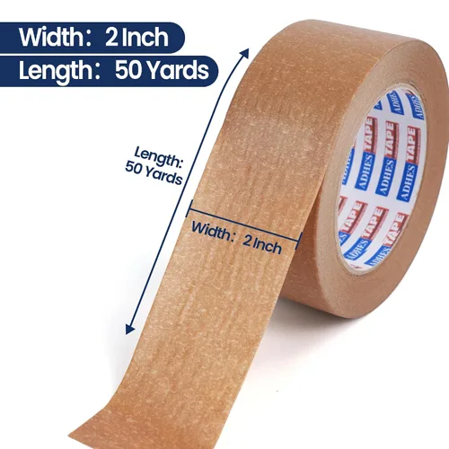 Miniatura 2 de Adhes - Cinta de embalaje de papel marrón biodegradable, 3 rollos de 2 pulgadas x 50 yardas, cinta de embalaje compostable y sin plástico, adhesivo