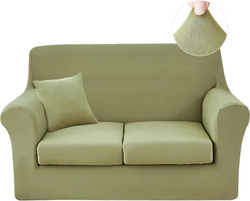 Miniatura 21 de JQinHome Funda elástica para sofá de 2 piezas Fundas para sofá, funda para sillón con funda de cojín separada para silla, protector de muebles
