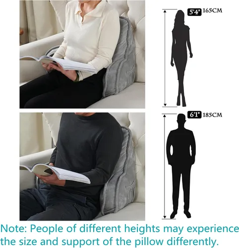 Miniatura 6 de Almohada aterciopelada súper suave para respaldo de lectura, brazos y bolsillos, de 18 pulgadas de alto para sentarse en la cama, sofá, cojín