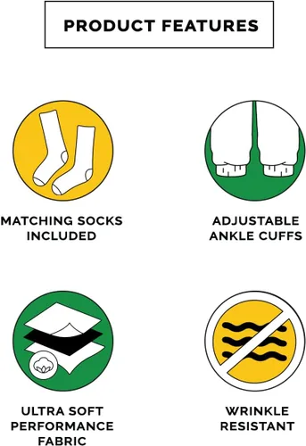 Miniatura 7 de Tipsy Elves Pantalones de golf para hombre, calcetines a juego incluidos, pantalones deportivos para hombre con diseños que cambian el juego