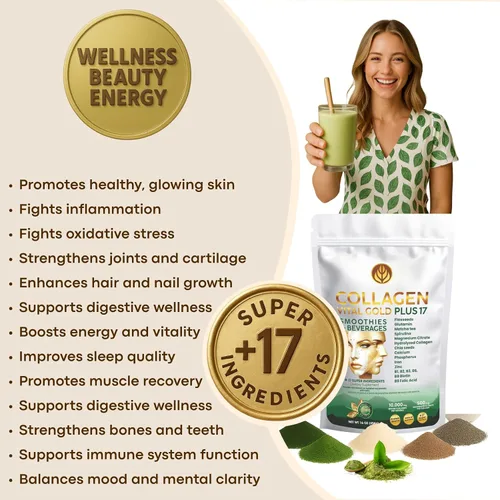 Miniatura 9 de Vital Life - Polvo de péptidos de colágeno – Colágeno hidrolizado con fórmula BioSynergy y 17 súper ingredientes, sabor a menta y limón, 16 onzas