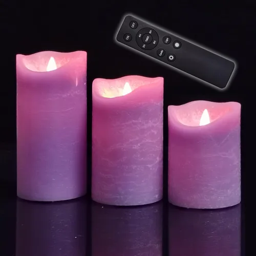 Miniatura 11 de iZAN - Juego de 3 velas sin llama de cera real, funcionan con pilas, LED, pilar parpadeante, velas eléctricas realistas, juego de regalo con control