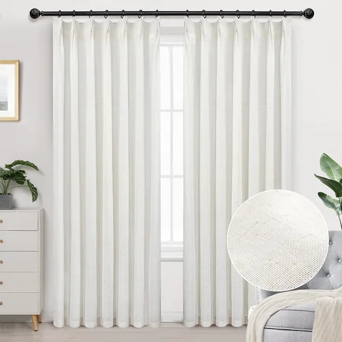 Miniatura 22 de DriftAway Cortinas plisadas de lino semitransparentes con textura de casa de campo sólidas y rústicas modernas para sala de estar y dormitorio, 2