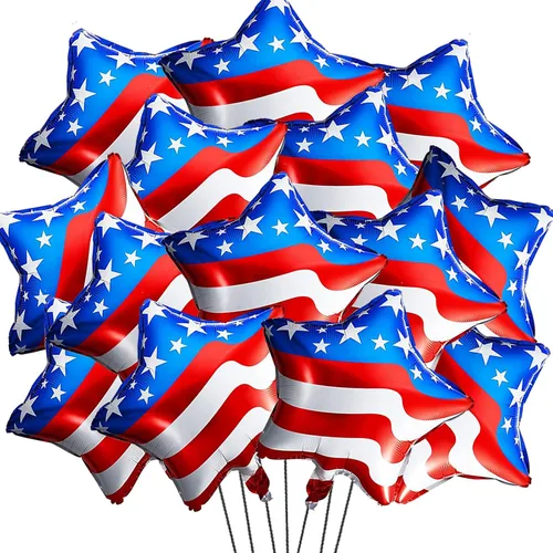 25 globos rojos, blancos y azules del 4 de julio, globos de bandera estadounidense, globos de Mylar para el Día de la Independencia, globos