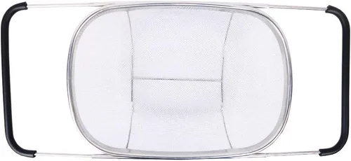 Miniatura 6 de i Kito Colador sobre el fregadero con asas de goma expandibles, colador ovalado de malla fina en acero inoxidable, drenaje, enjuague frutas