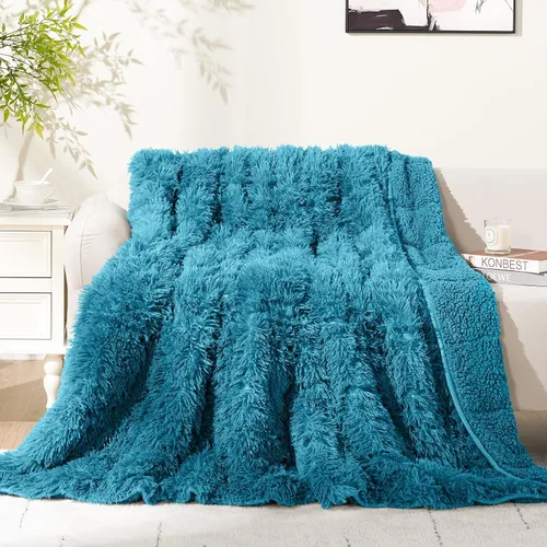 Cottonblue Manta con Peso de 20 libras, Piel Sintética Reversible de Lujo Suave Pelo Largo Cálida Manta Pesada 60x80 pulgadas, Cálida Elegante Manta
