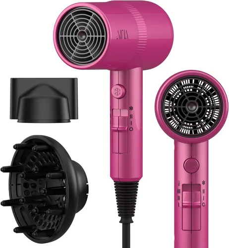 Miniatura 6 de AINA Secador de pelo con difusor, peine Secador de pelo para mujer, compacto, profesional, secado iónico Botón de disparo frío 110V/ALCI