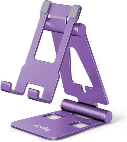 Miniatura 10 de Aoviho Soporte plegable para teléfono celular para escritorio, soporte ajustable para oficina, videollamadas y transmisión, base de teléfono de Negro