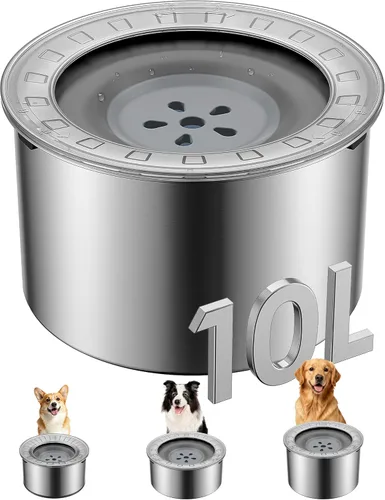 Miniatura 7 de Heouvo Cuenco de agua grande de 1 galón para perro, sin derrames, tapa antiexcavación y parte inferior de goma: cuenco para perro a prueba