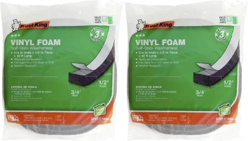 Miniatura 12 de Frost King V734H - Cinta de espuma de vinilo - Célula cerrada - Compresión moderada, 1.9 cm (3/4") de ancho, 1.27 cm (1/2") de grosor, 3.05 m